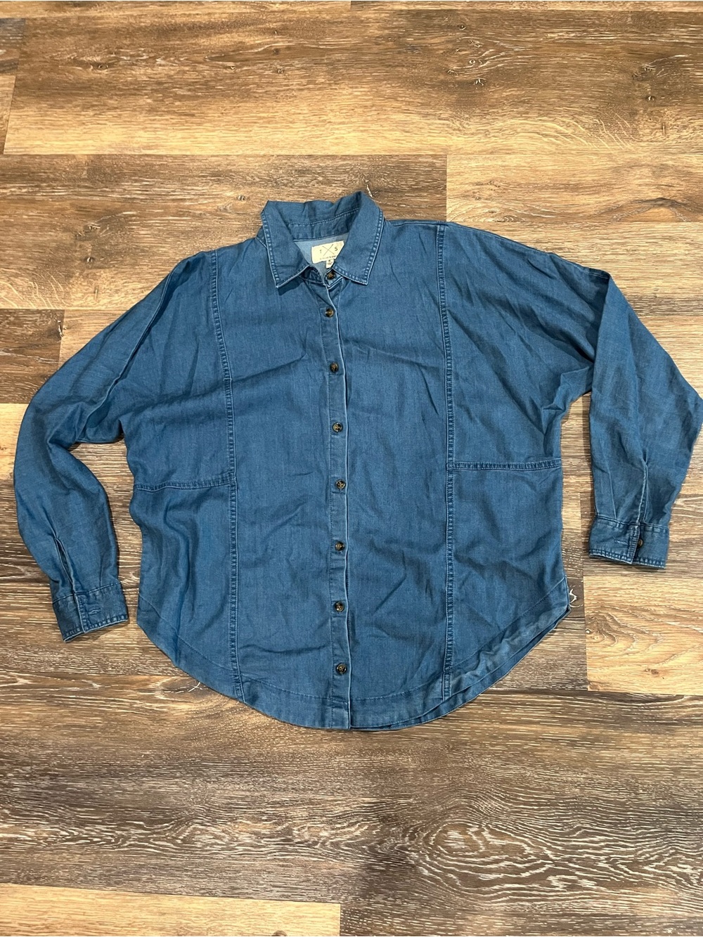 Women’s Blue Denim Button-Up Shirt - Casual Long Sleeve